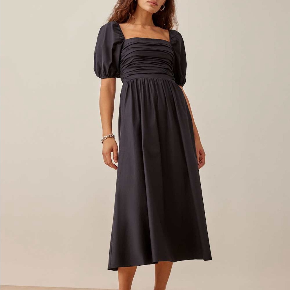Reformation Rachelle Dress - Size 12 Puff Sleeve Midi Dress